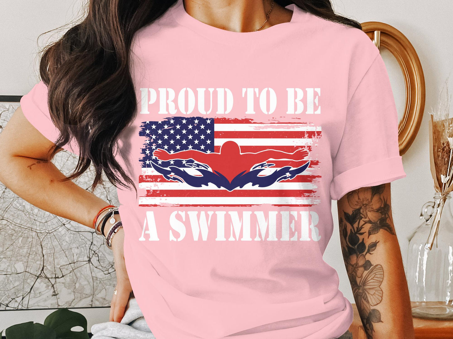 USA Flag Swimmer T-shirt