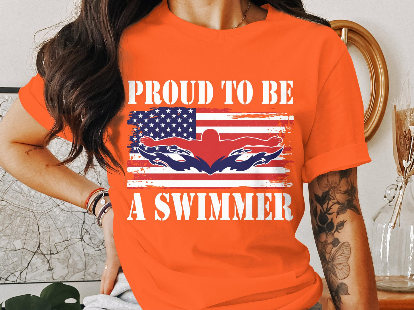 USA Flag Swimmer T-shirt