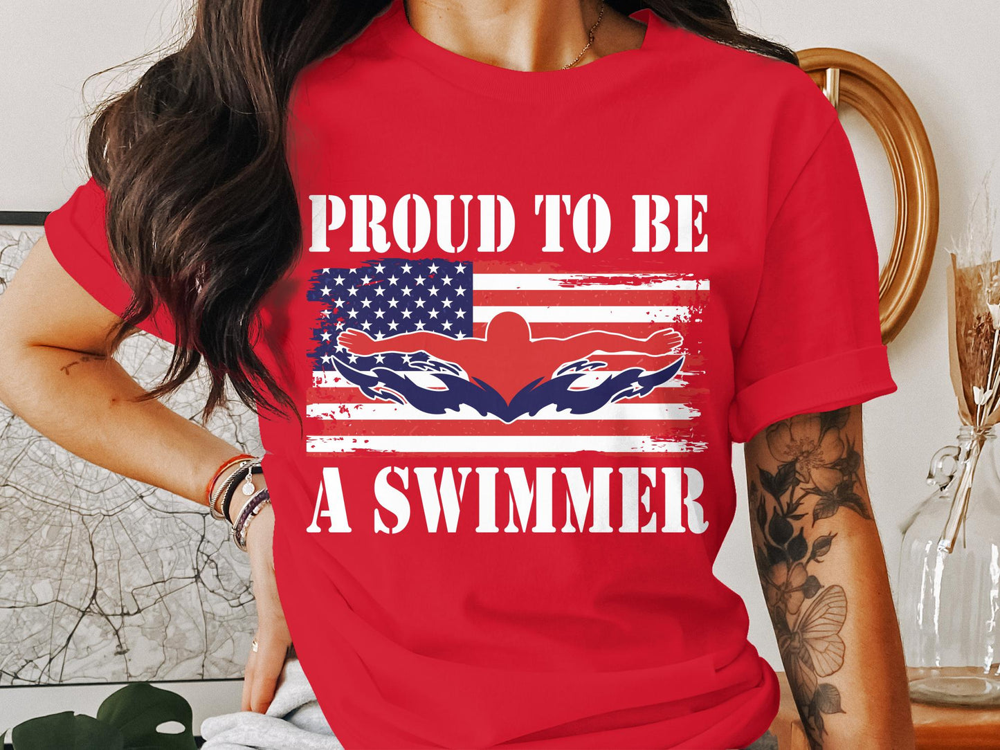 USA Flag Swimmer T-shirt